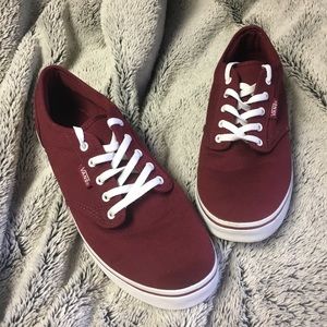 Burgundy/White Vans Low Top Sneakers
